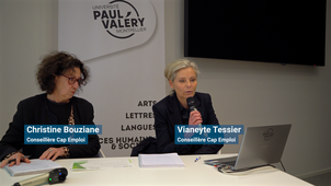 Présentation des missions de Cap Emploi et du volet insertion, Laure Duvaut-Robine, cheffe de service, Anne Dumeil et Vianeyte Tessier, conseillères emploi