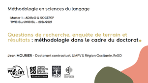JW131SL 16/09/2026 - Méthodologie en sciences du langage